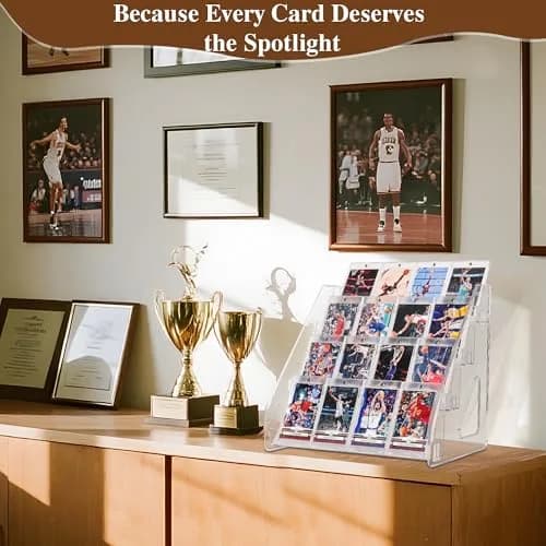 CELSOL 4 Tier Clear Acrylic Card Display Stand 32cm (12.6") | Holds Graded Slabs, Trading Cards, Greeting Cards thumbnail 3