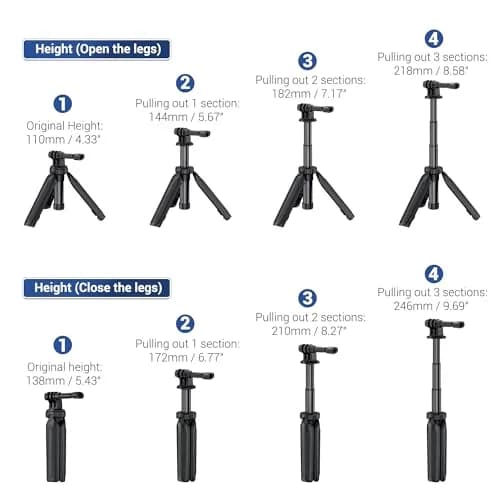 JJC Mini Selfie Stick Tripod for Action Cameras 21.8cm (8.58") | Black thumbnail 2