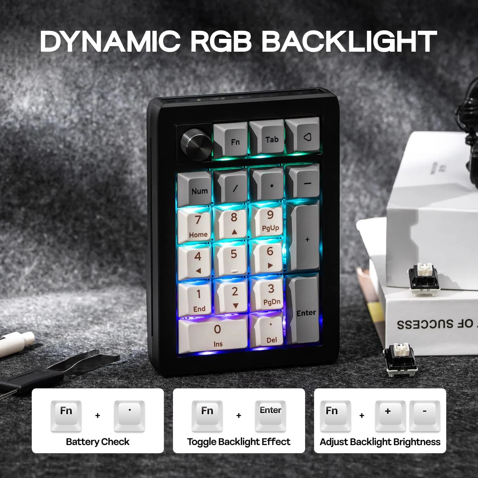 EPOMAKER EK21 VIA Gasket Number Pad with 1000mAh Battery, BT 5.0/2.4GHz/Wired | Programmable Numpad for PC Gaming - view 6