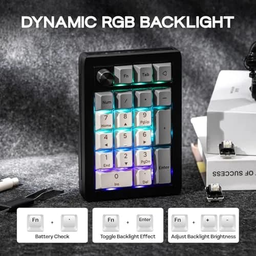 EPOMAKER EK21 VIA Gasket Number Pad with 1000mAh Battery, BT 5.0/2.4GHz/Wired | Programmable Numpad for PC Gaming thumbnail 6