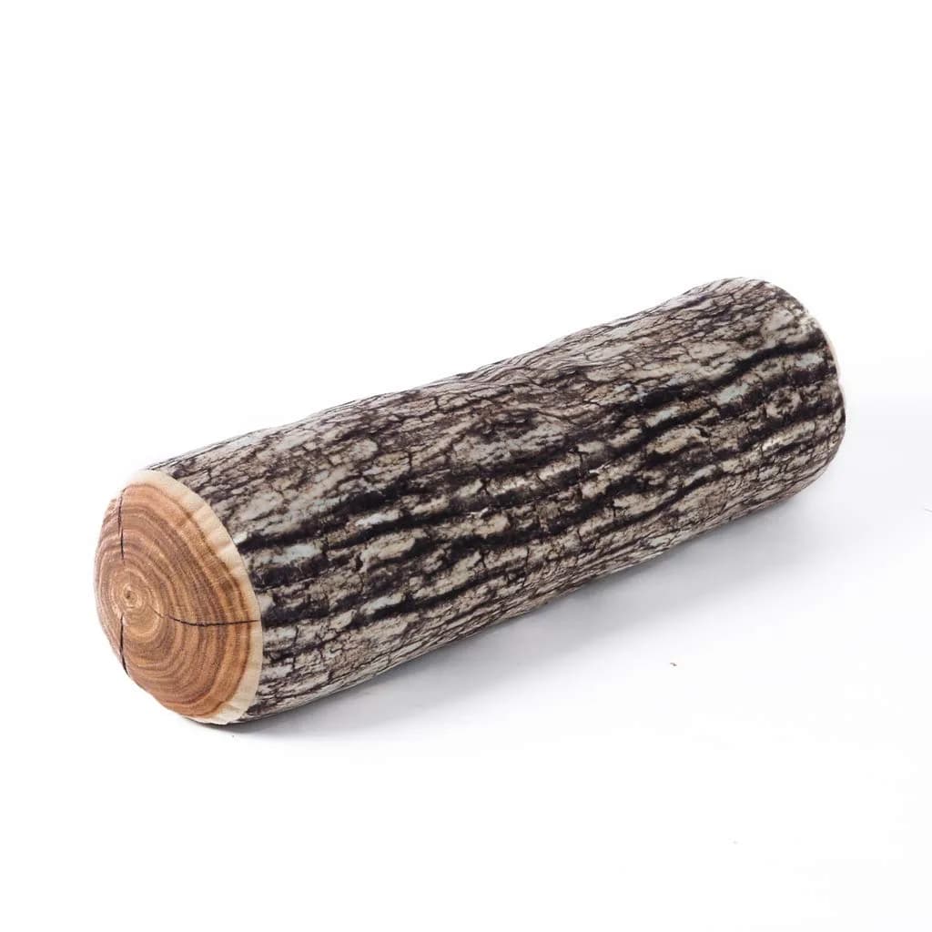 Winter Flower Realistic Wood Log Pillow - 3D Printed Tree Stump Cushion for Sofa & Rustic Decor (1 Pack)