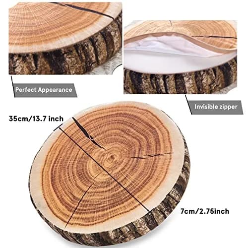Winter Flower Forest Log Pillow | Realistic 3D Tree Stump Cushion for Cozy Home (1 Pack) thumbnail 2