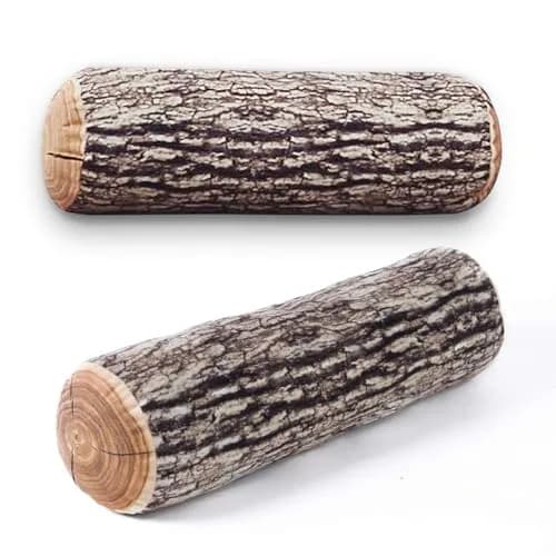 Winter Flower Realistic Wood Log Pillow 3D Printed Tree Stump Round Cushion 2 Pack | Rustic Home Decor thumbnail 1