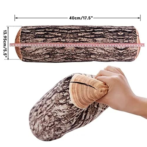 Winter Flower Realistic Wood Log Pillow 3D Printed Tree Stump Round Cushion 2 Pack | Rustic Home Decor thumbnail 2