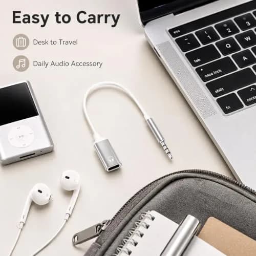 Tiosen 3.5mm Male to Type-C Female Audio Adapter Cable | White, Compatible with Smartphones, MP3 Players, Laptops, Tablets thumbnail 7