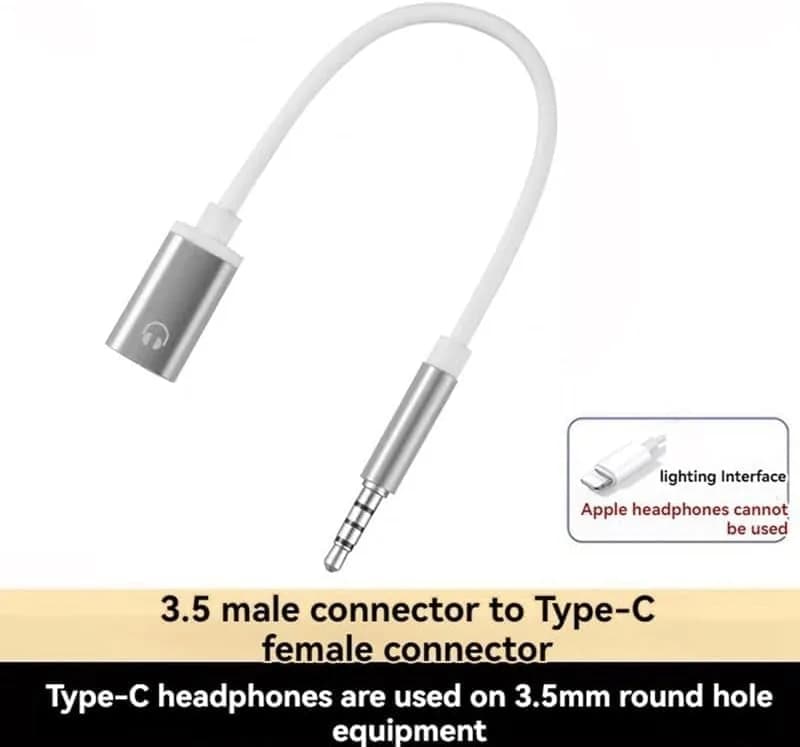 Tiosen 3.5mm Male to Type-C Female Audio Adapter Cable | White, Compatible with Smartphones, MP3 Players, Laptops, Tablets thumbnail 4