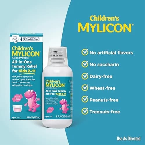 MYLICON Children's All-in-One Tummy Relief Liquid for Kids, Bubble Gum, 8oz | Fast-Acting Gas & Acid Relief for Ages 2-11 thumbnail 6