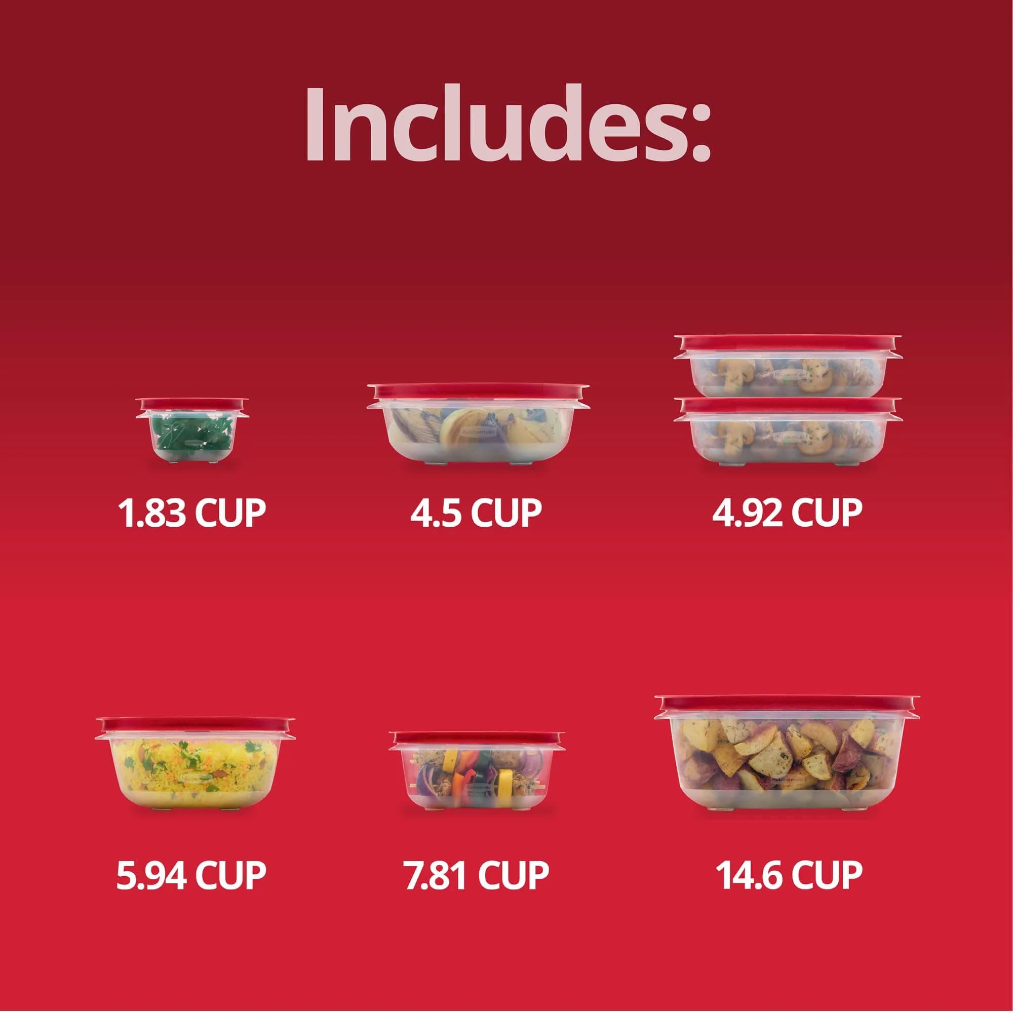 Rubbermaid EasyStore Food Storage Containers, 14-Piece Set, Square and Round, 1.83L (62 fl oz) | Stackable & BPA-Free - view 6