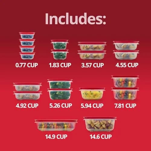 Rubbermaid EasyStore Food Storage Containers, 38-Piece Set, 2.88 kg (6.2 lb) | Stackable & Airtight Kitchen Organization thumbnail 6