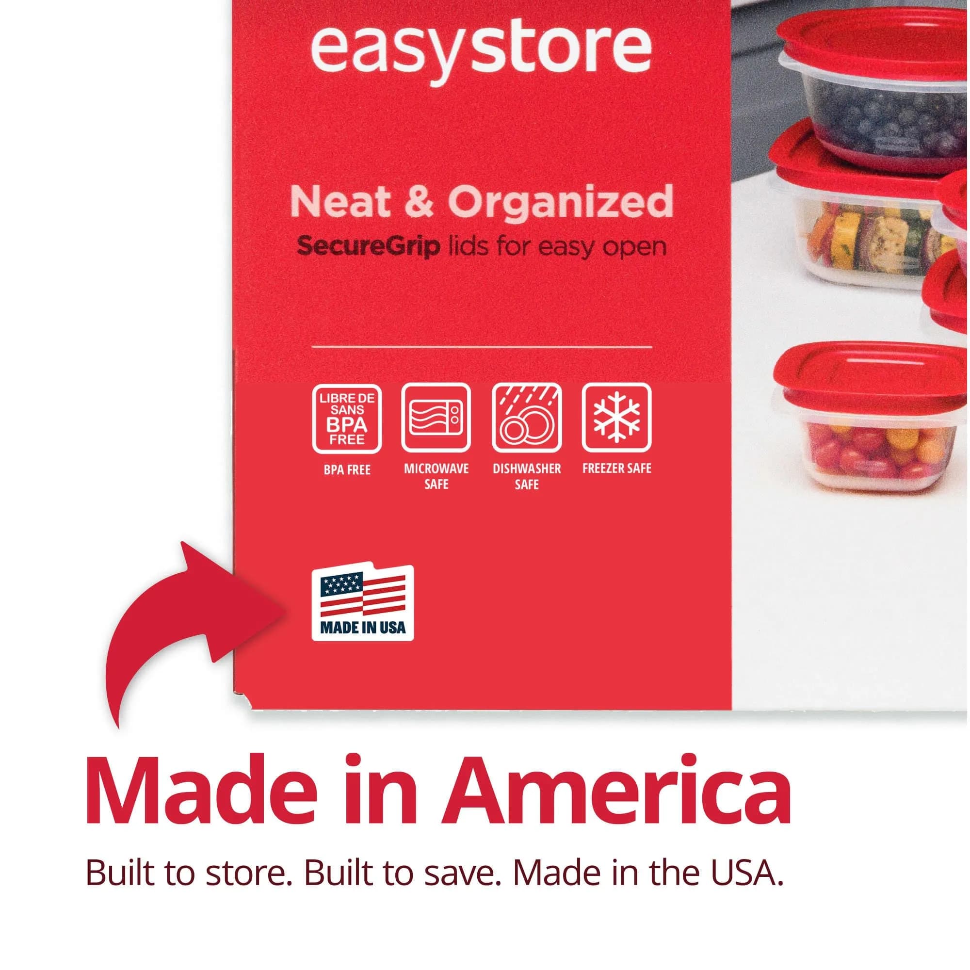 Rubbermaid EasyStore Food Storage Containers, 38-Piece Set, 2.88 kg (6.2 lb) | Stackable & Airtight Kitchen Organization - view 2