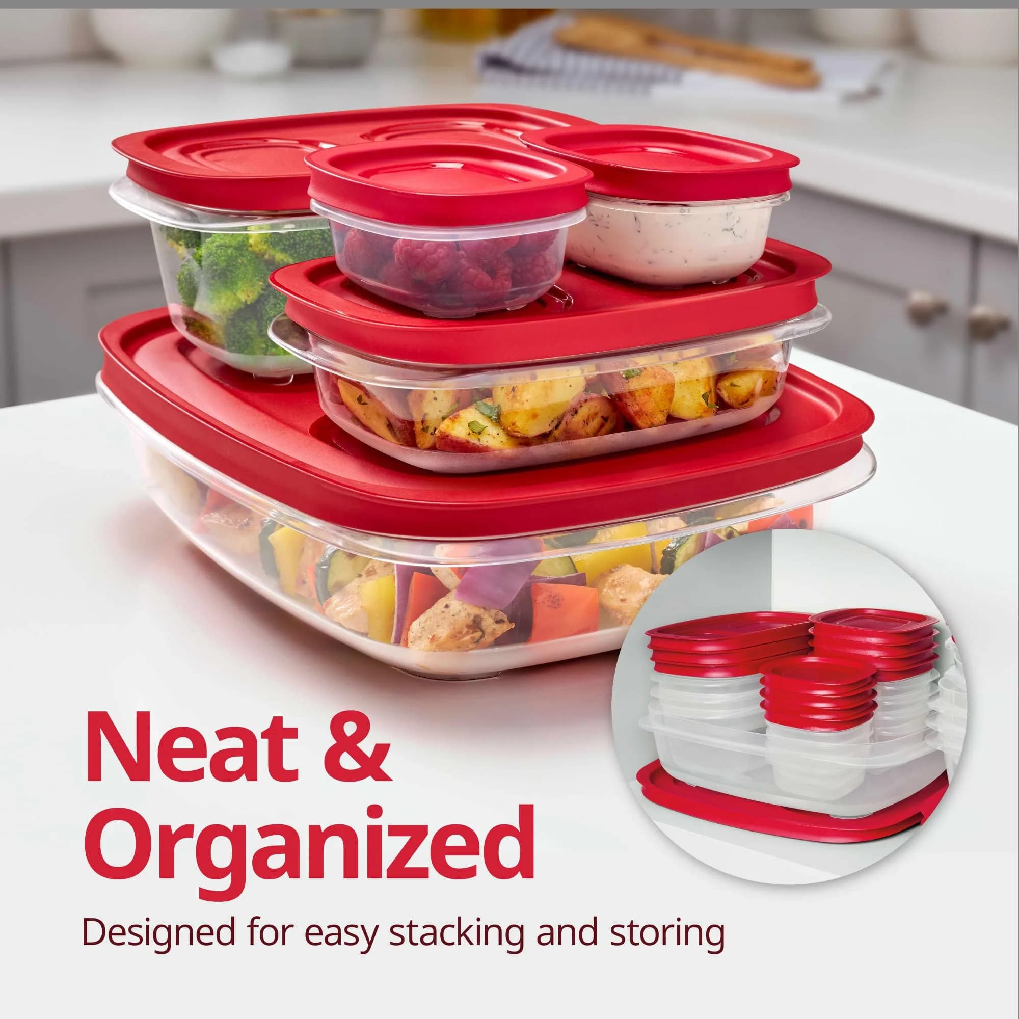 Rubbermaid EasyStore Food Storage Containers, 38-Piece Set, 2.88 kg (6.2 lb) | Stackable & Airtight Kitchen Organization - view 3