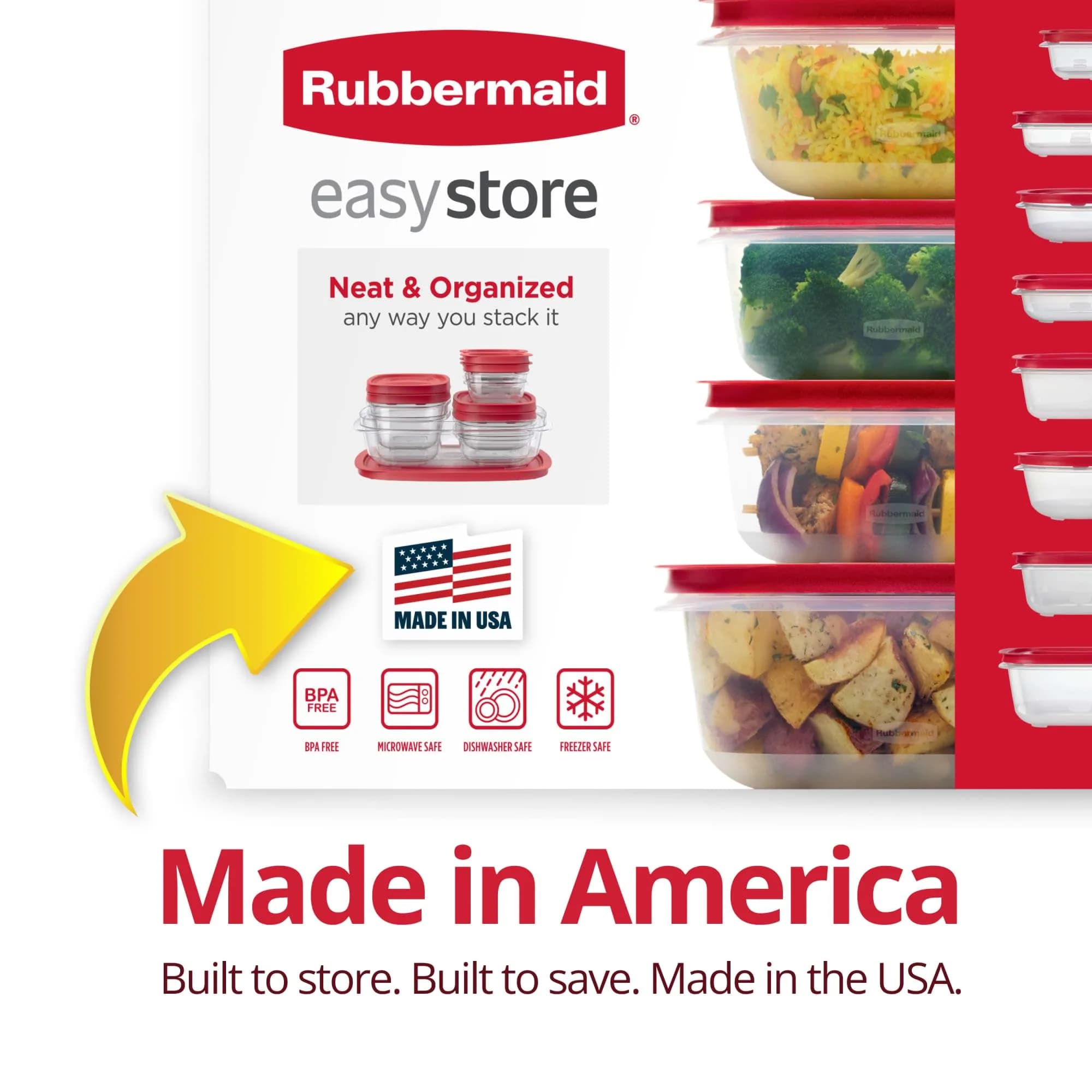 Rubbermaid EasyStore Food Storage Containers, 38-Piece Set, 2.88 kg (6.2 lb) | Stackable & Airtight Kitchen Organization - view 4