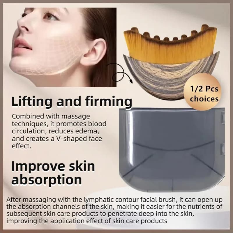 ROKATY Lymphatic Contour Face Brush 1 Pcs Brown | Double Chin & Skin Glow Tool thumbnail 2