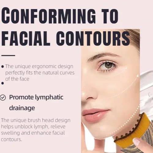 ROKATY Lymphatic Contour Face Brush 1 Pcs Brown | Double Chin & Skin Glow Tool thumbnail 5