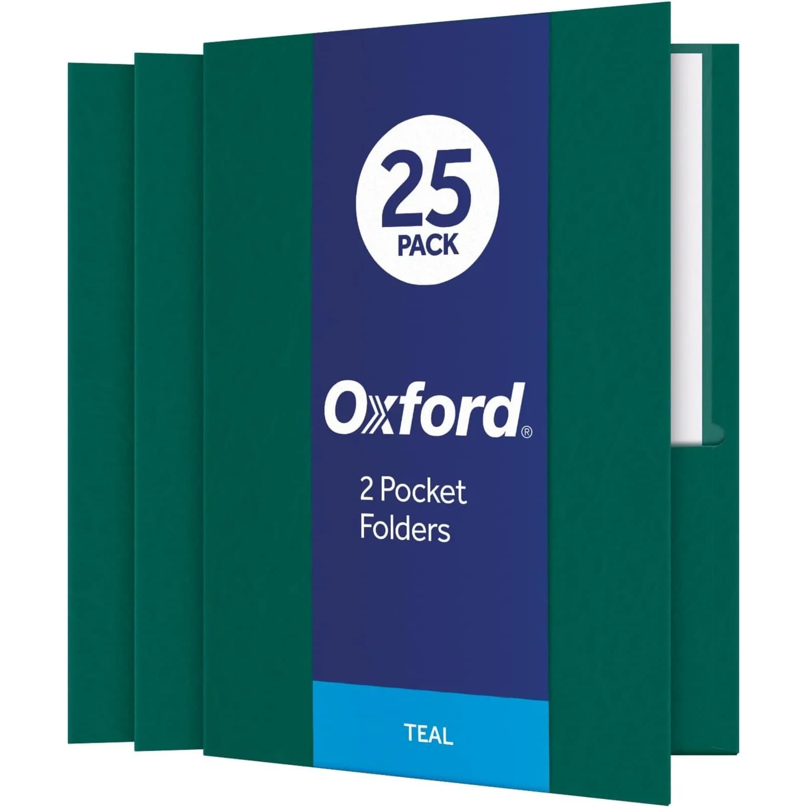 Oxford Twin-Pocket Folders, Textured Paper, Letter Size, Teal, Pack of 125 | Heavy Paper Texture for Office & School — Teal