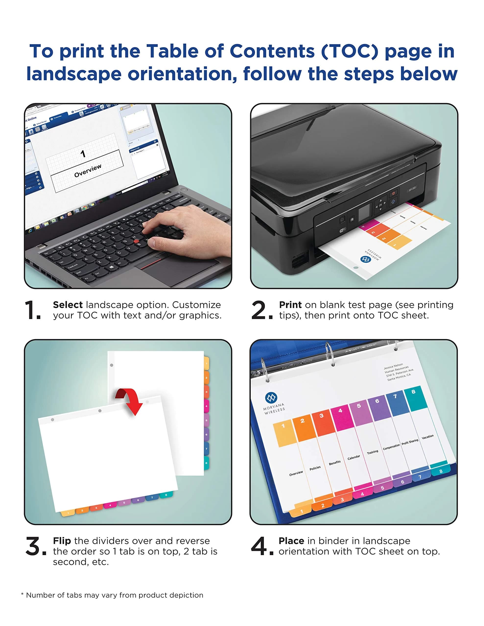 Avery Ready Index 8-Tab Dividers, Multicolor, 24 Sets of 8 Tabs (48 Total Sets) | Customizable Table of Contents for 3-Ring Binders - view 8
