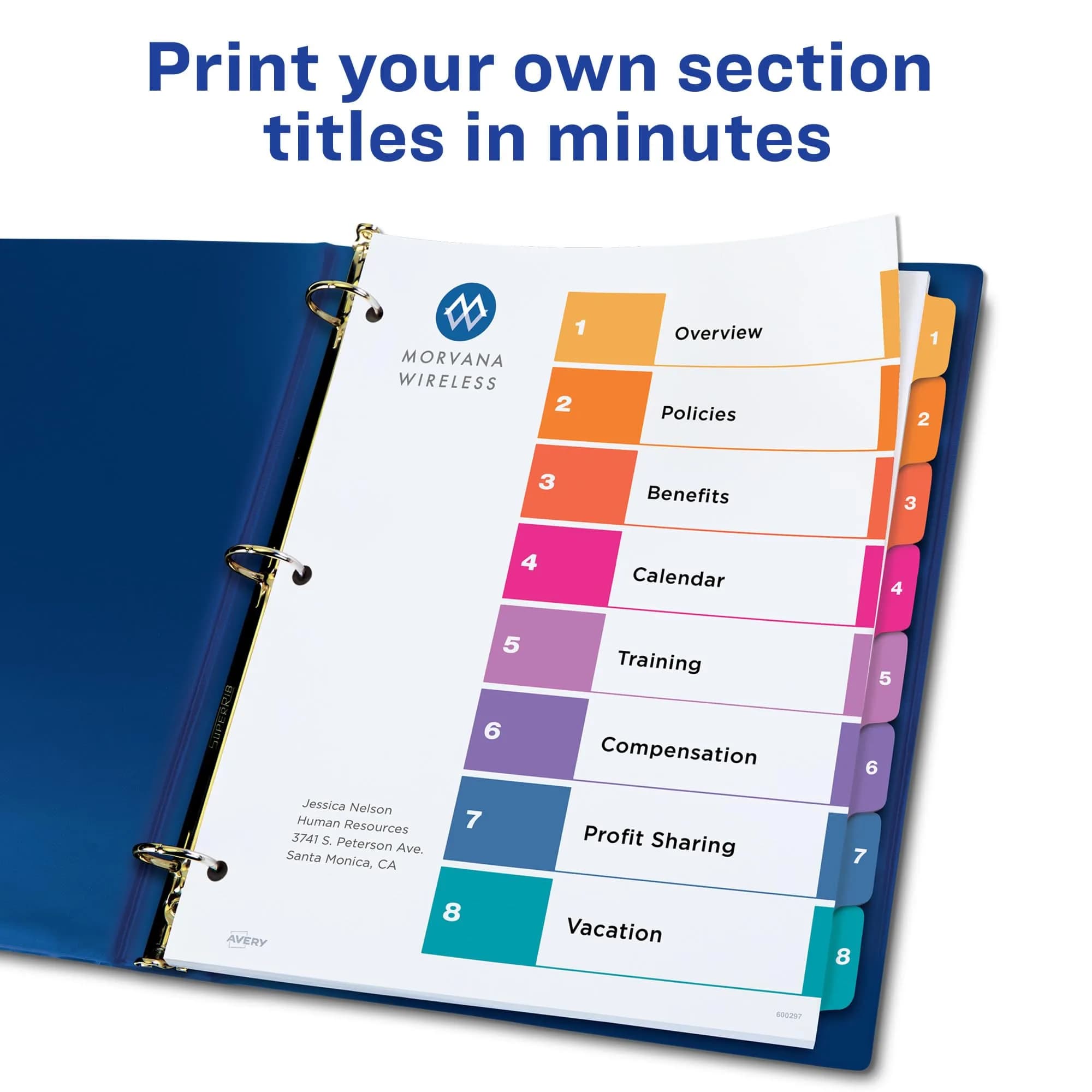 Avery Ready Index 8-Tab Dividers, Multicolor, 24 Sets of 8 Tabs (48 Total Sets) | Customizable Table of Contents for 3-Ring Binders - view 2