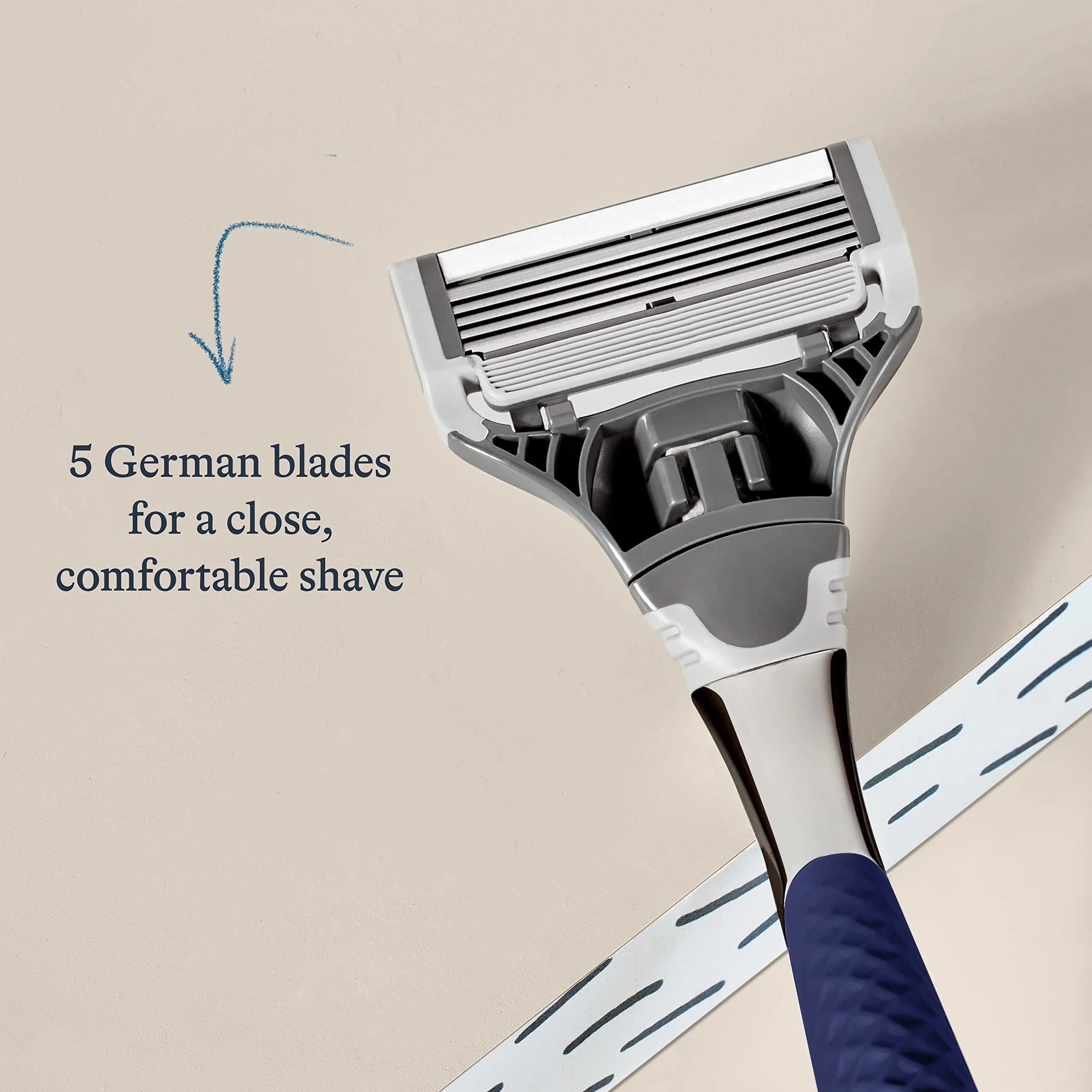 Harry's Original Shaving Kit for Men - Winston Handle & 3 German-Engineered Blade Refills | 10-Count Navy Edition - view 5