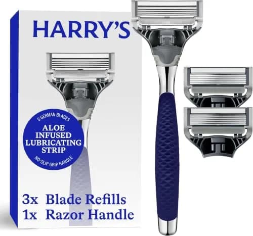 Harry's Original Shaving Kit for Men - Winston Handle & 3 German-Engineered Blade Refills | 10-Count Navy Edition thumbnail 1