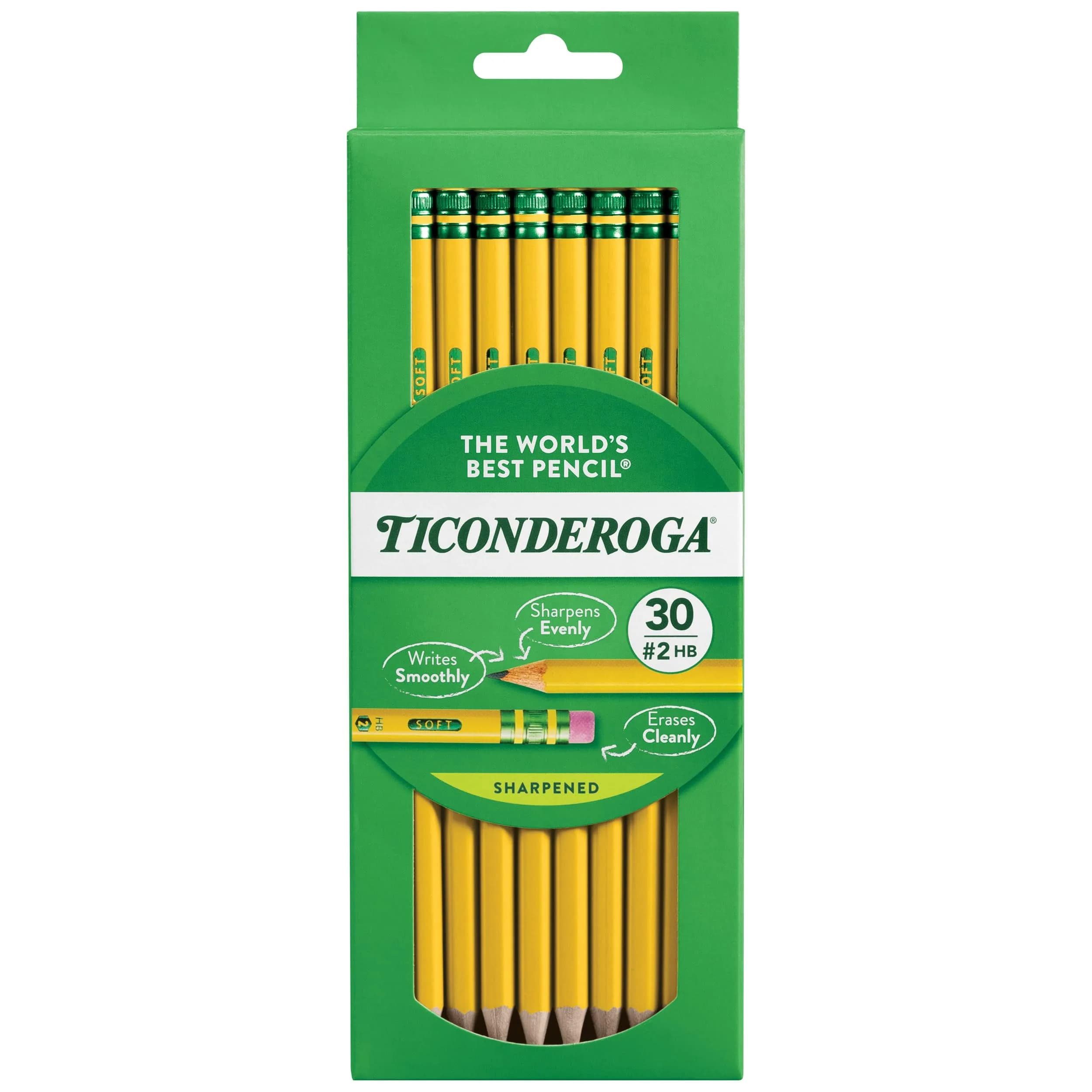 Ticonderoga Wood-Cased Pencils, Pre-Sharpened, HB Soft, Yellow, 180 Count (Pack of 12) | Smooth Writing Instrument for Students - main product image