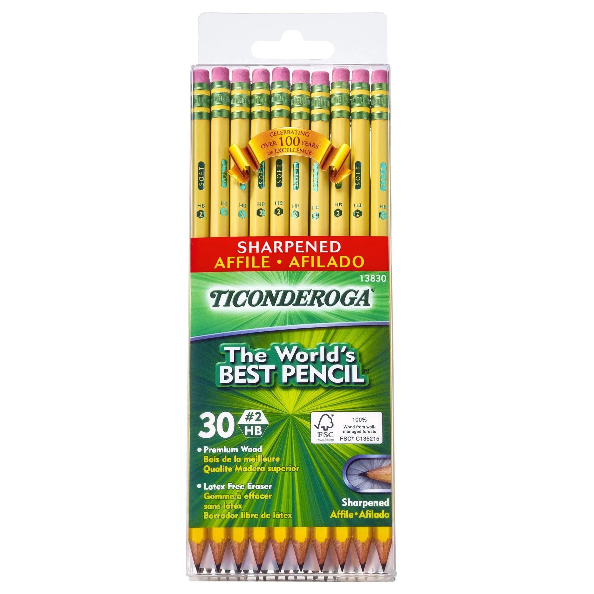 Ticonderoga Wood-Cased Pencils, Pre-Sharpened, HB Soft, Yellow, 180 Count (Pack of 12) | Smooth Writing Instrument for Students - view 4