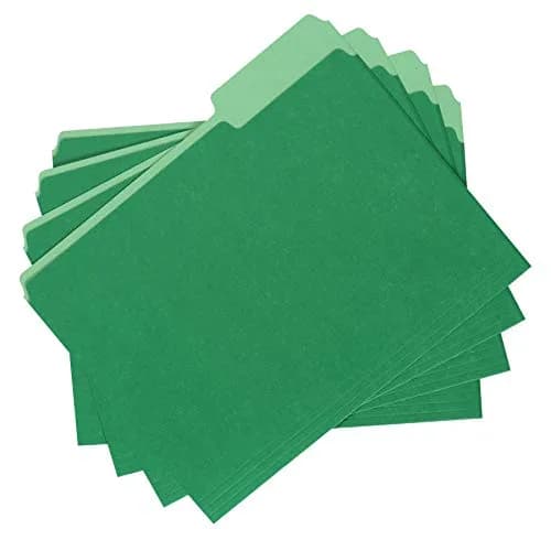 Amazon Basics File Folders for Organization, Letter Size, 1/3 Cut Tab, Bright Green, Pack of 360 | Durable 11 pt. Covers thumbnail 4