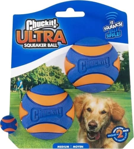 Chuckit! Ultra Squeaker Balls for Dogs, Floating Water Pet Toys, Durable Rubber, Medium (2.5 inch / 6.4 cm) 24 Count | Interactive Fetch Toy thumbnail 1