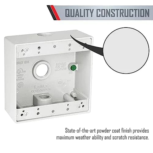 TayMac DB375WH 2-Gang Weatherproof Box 3/4-Inch Outlets White 9-Pack | NEMA Compliant Die Cast Metal thumbnail 5