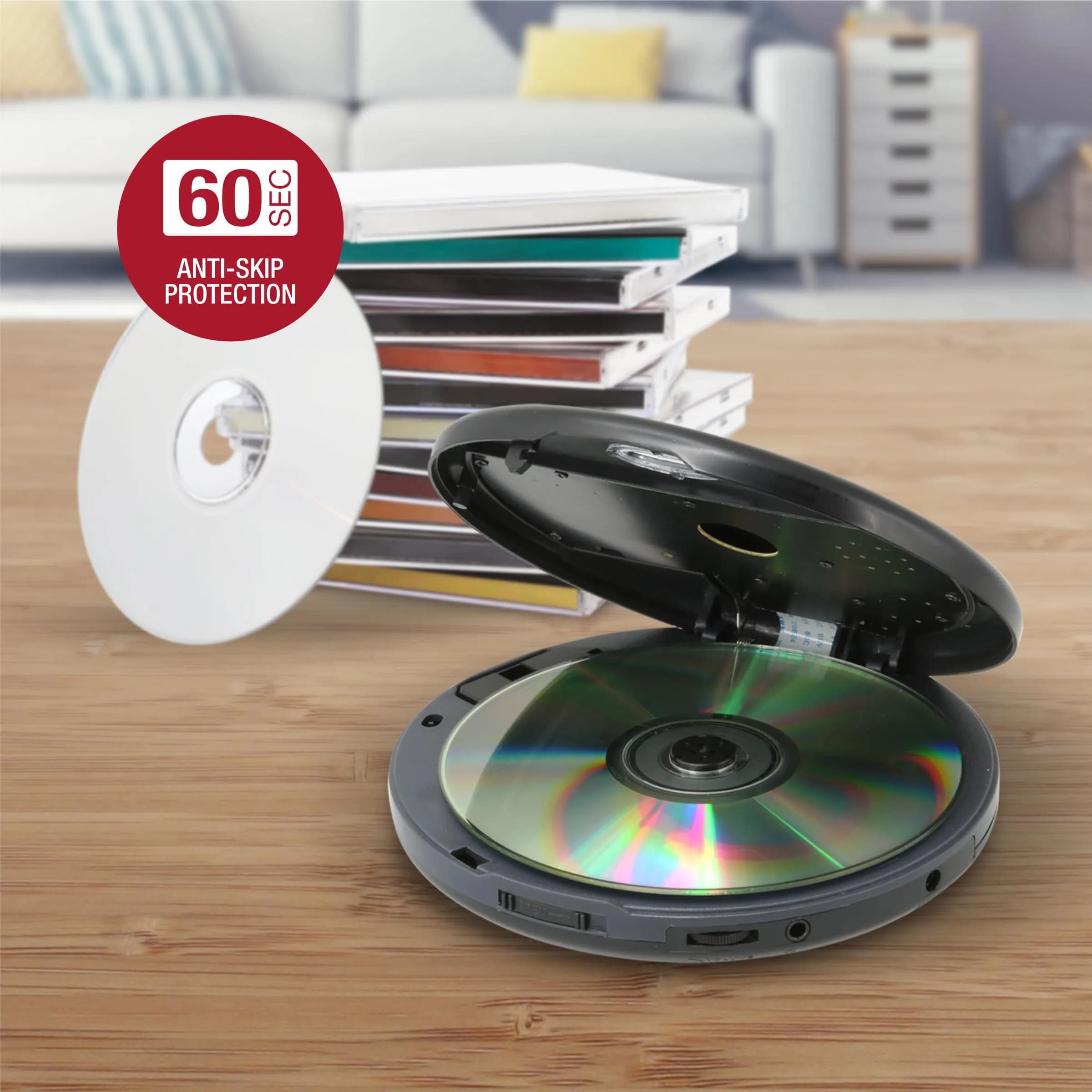 GPX PC332B Portable CD Player with FM Radio & Earbuds - Black, Pack of 6 | 18.79cm (7.4in) x 15.49cm (6.1in) x 4.7cm (1.85in) - view 3