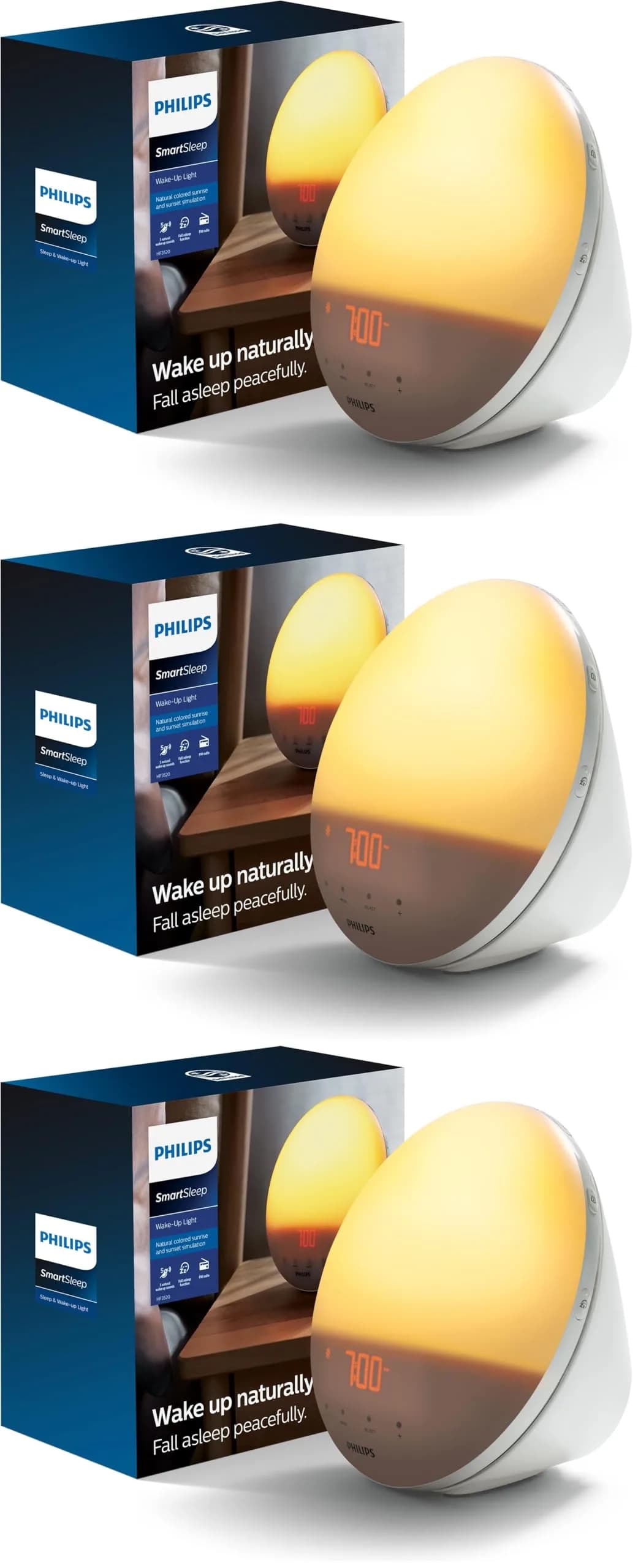 Philips SmartSleep Wake-up Light HF3520/60, Pack of 3 | Sunrise Simulation, FM Radio, Reading Lamp - main product image