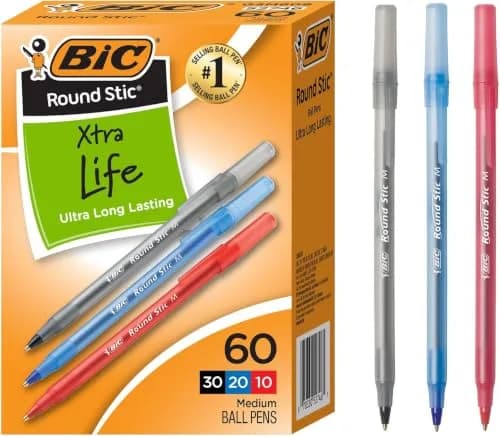 BIC Round Stic Xtra Life Assorted Ink Ballpoint Pens, Medium Point 1.0mm, 540 Count | Smooth Ink Flow for Office & School thumbnail 1