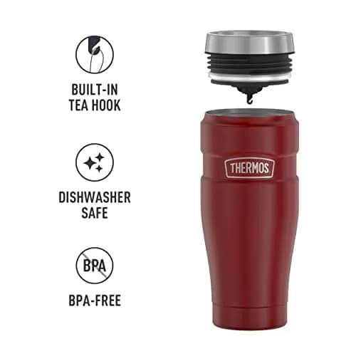 THERMOS Stainless King Vacuum-Insulated Travel Tumbler 16oz (590ml) Rustic Red, 4-Pack | Keeps Drinks Hot 7 Hrs, Cold 18 Hrs thumbnail 5