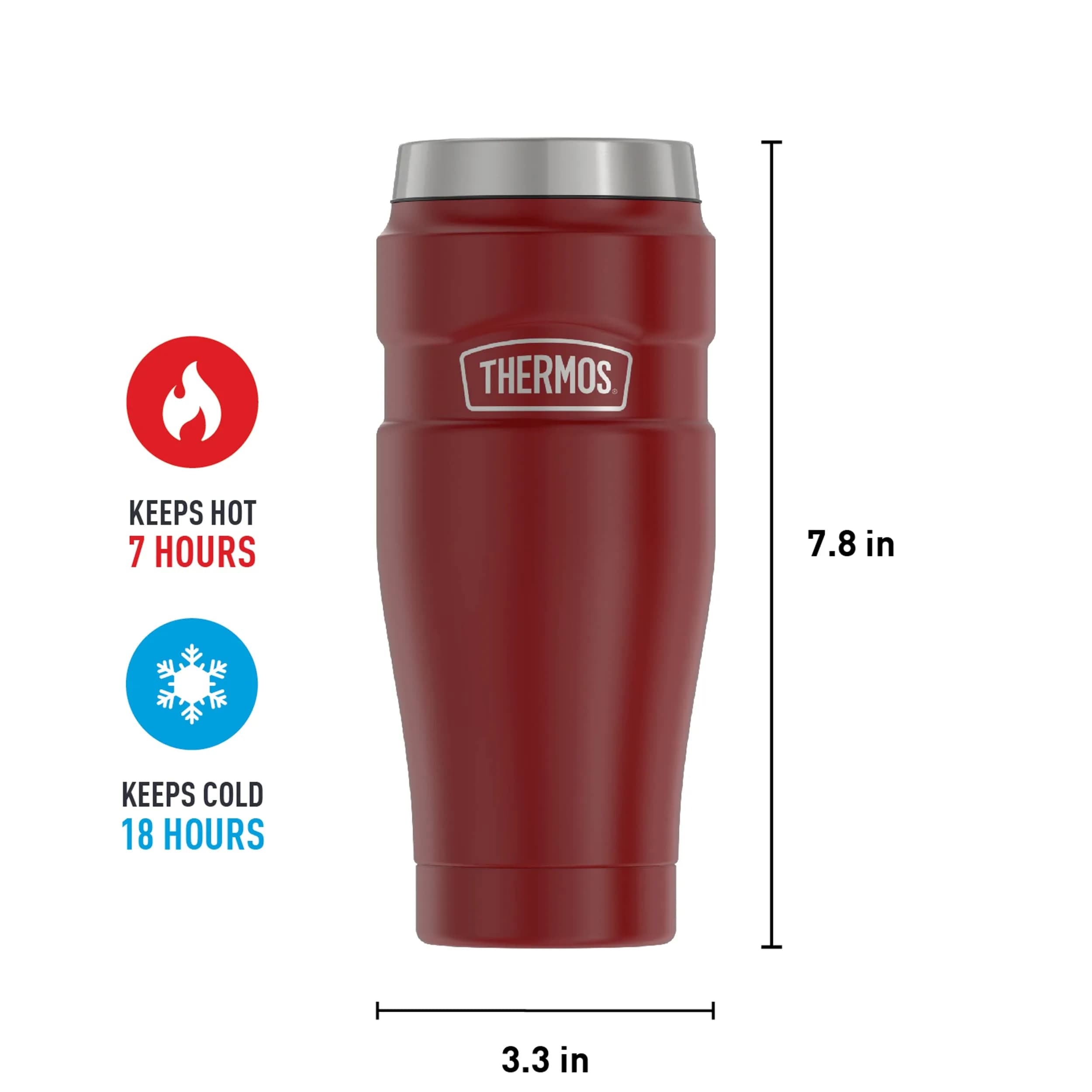 THERMOS Stainless King Vacuum-Insulated Travel Tumbler 16oz (590ml) Rustic Red, 4-Pack | Keeps Drinks Hot 7 Hrs, Cold 18 Hrs - view 6