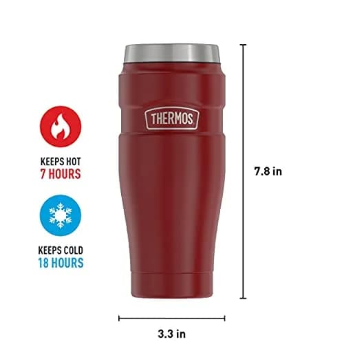 THERMOS Stainless King Vacuum-Insulated Travel Tumbler 16oz (590ml) Rustic Red, 4-Pack | Keeps Drinks Hot 7 Hrs, Cold 18 Hrs thumbnail 6