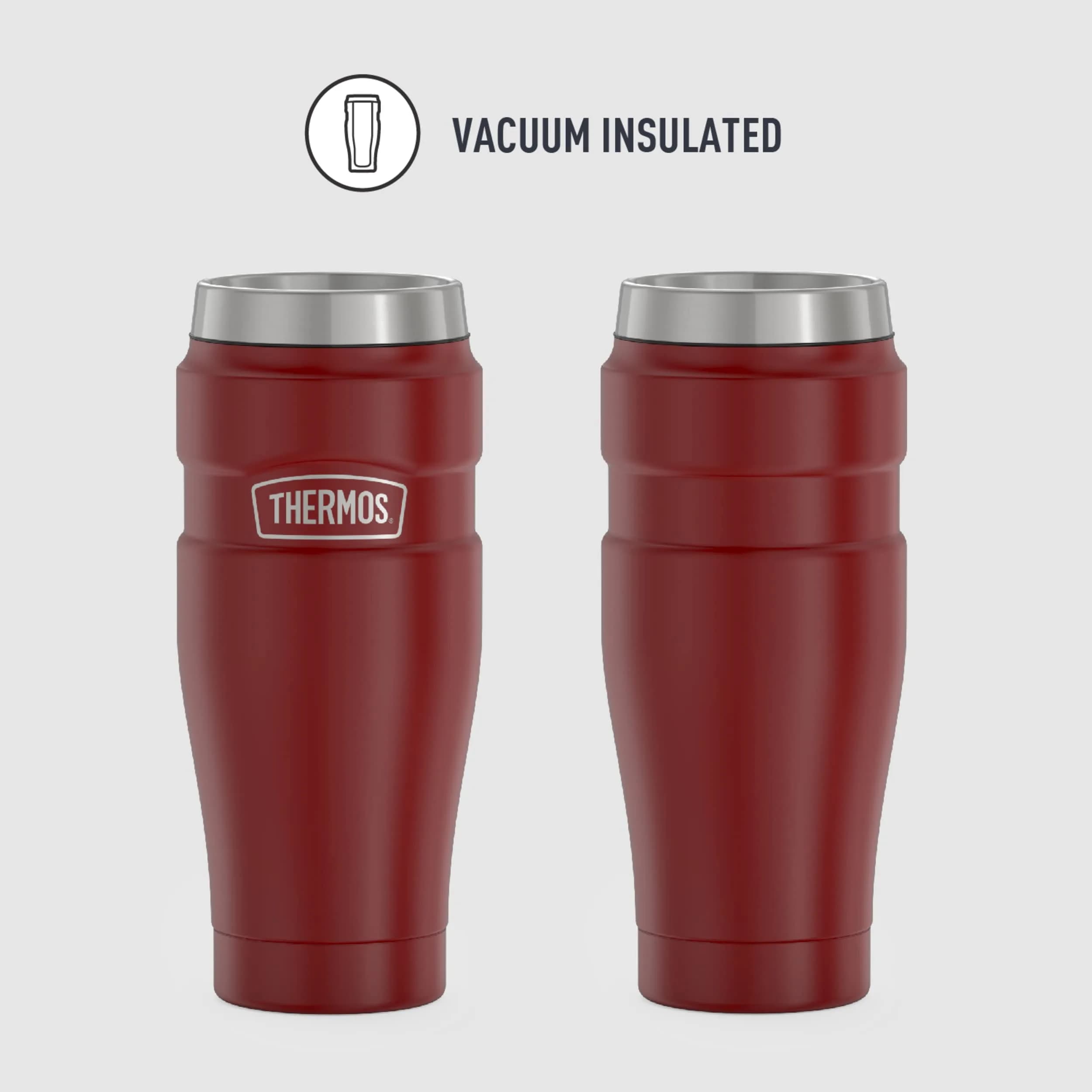 THERMOS Stainless King Vacuum-Insulated Travel Tumbler 16oz (590ml) Rustic Red, 4-Pack | Keeps Drinks Hot 7 Hrs, Cold 18 Hrs - view 2