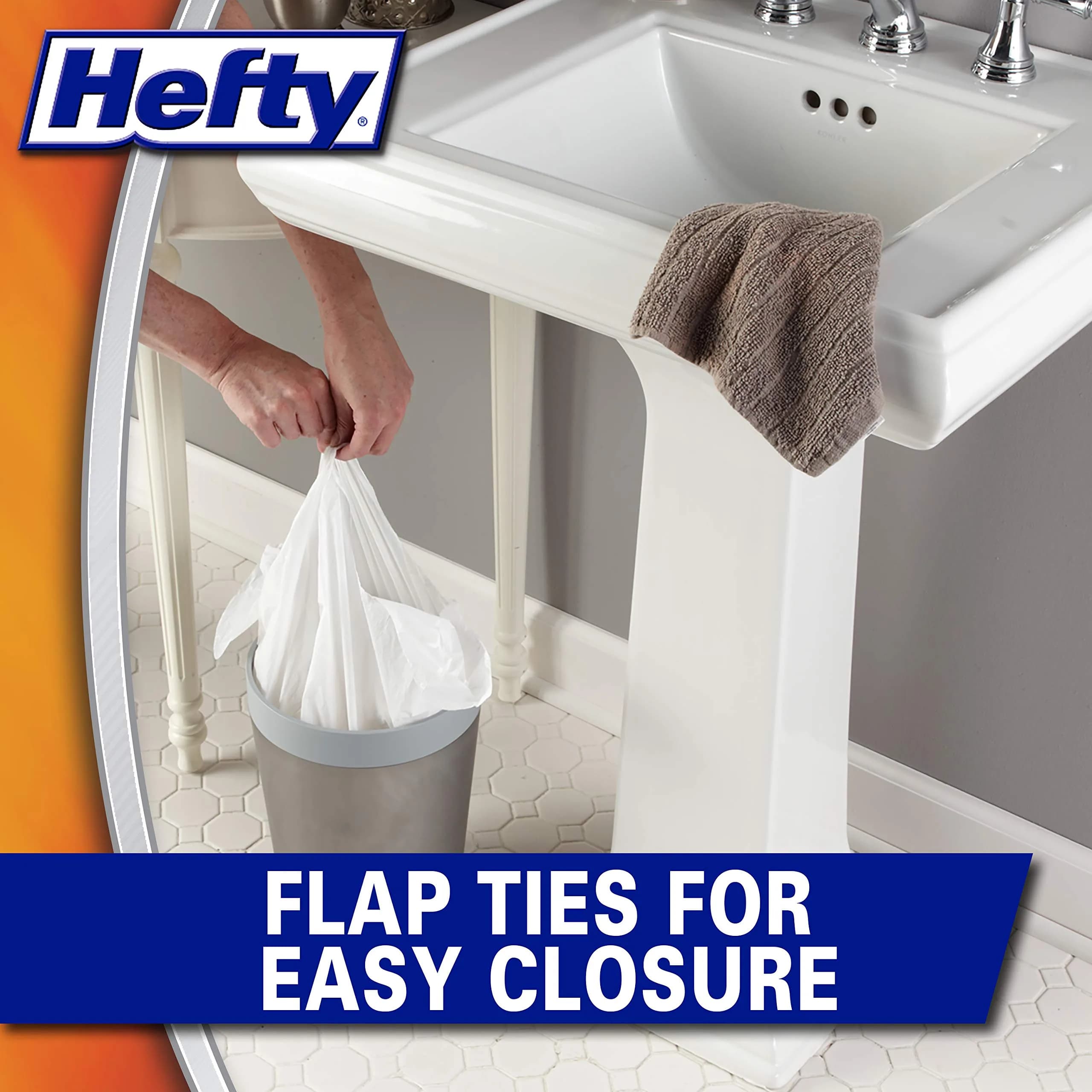Hefty Flap Tie Small Trash Bags, Lavender & Sweet Vanilla Scent, 4 Gallon, 26 Count | USA Import - view 3