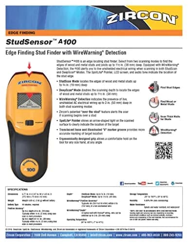 Zircon StudSensor A100 Edge & Live Wire Detection Pack of 4 | Accurate Wall Scanner with LCD & Audio thumbnail 7