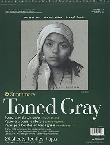Strathmore 400 Series Wire Bound Toned Sketch Pad 11 x 14 inches Gray 288 Sheets (Pack of 12) | Artist-Grade Paper for Drawing & Illustration thumbnail 5