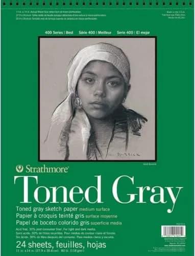 Strathmore 400 Series Wire Bound Toned Sketch Pad 11 x 14 inches Gray 288 Sheets (Pack of 12) | Artist-Grade Paper for Drawing & Illustration thumbnail 1