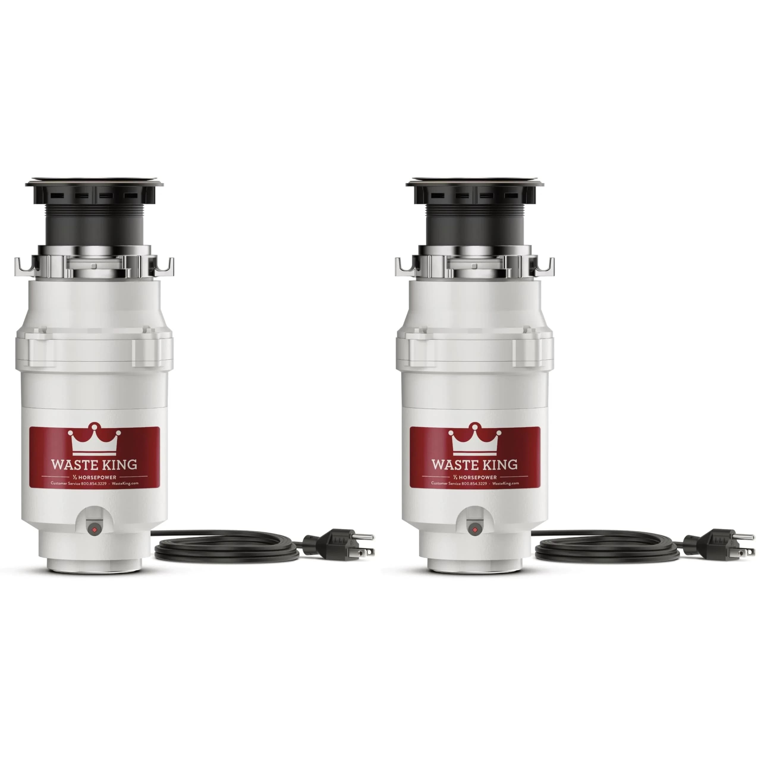 Waste King L-111 Garbage Disposal 1/3 HP Continuous Feed (Pack of 2) | 115 Volt Motor — Gray