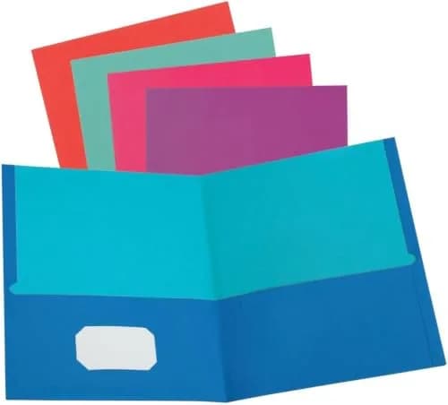 Oxford 2 Pocket Folders, Textured Paper, Assorted Colors, Letter Size, 200 Count | Heavy Paper Texture for Office & School - main product image