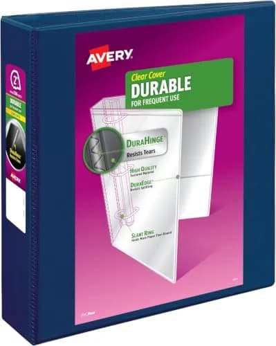 Avery Durable View 3 Ring Binder, 2 Inch Slant Rings, 530-Sheet Capacity, DuraHinge, Dark Blue (Pack of 6) | Professional Organization for Documents thumbnail 1