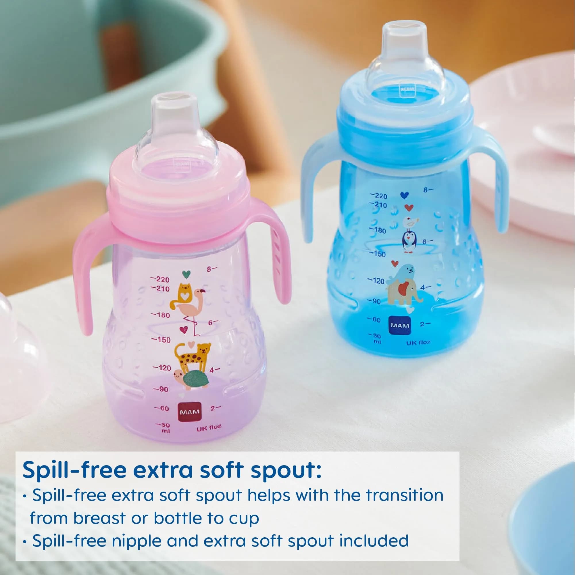 MAM Trainer Sippy Cup for Toddlers 1-3, 237ml (8 oz) | Spill-Free Nipple & Non-Slip Handles - view 2
