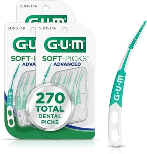 GUM Soft-Picks Advanced Dental Picks for Teeth Cleaning 90 Count | Soft Bristles for Plaque Removal thumbnail 1