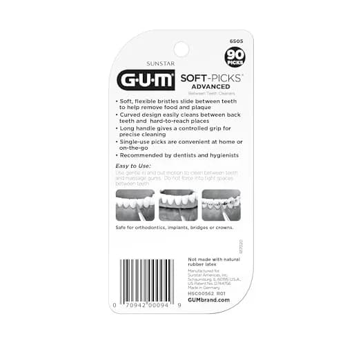 GUM Soft-Picks Advanced Dental Picks for Teeth Cleaning 90 Count | Soft Bristles for Plaque Removal thumbnail 7