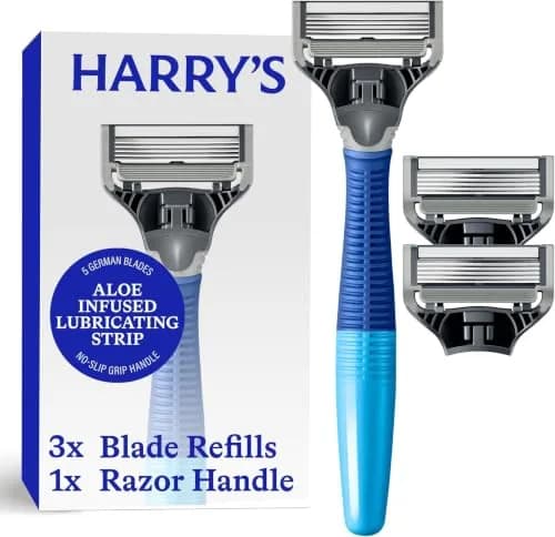 Harry's Original Shaving Kit for Men — German-Engineered Razor Handle & 3 Blade Refills | Ocean Blue, Pack of 10 thumbnail 1