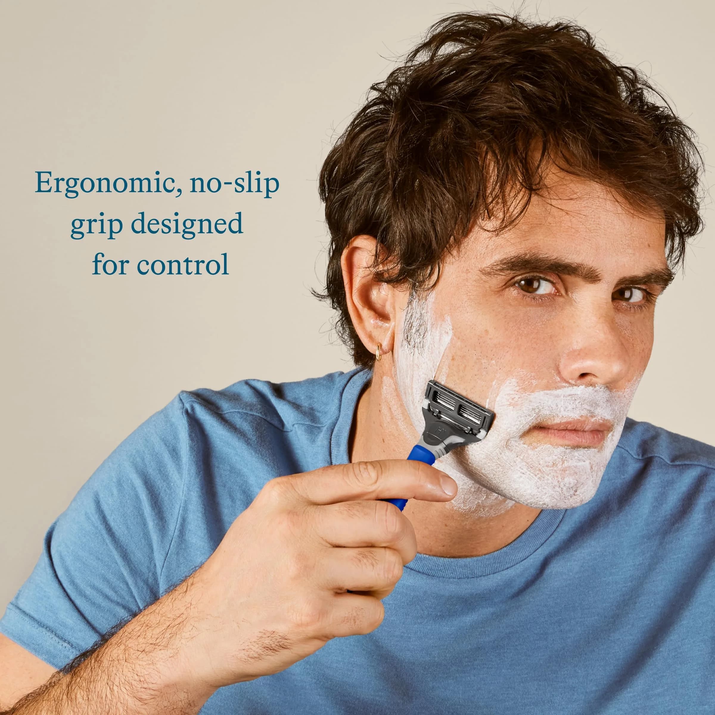 Harry's Original Shaving Kit for Men — German-Engineered Razor Handle & 3 Blade Refills | Ocean Blue, Pack of 10 - view 2