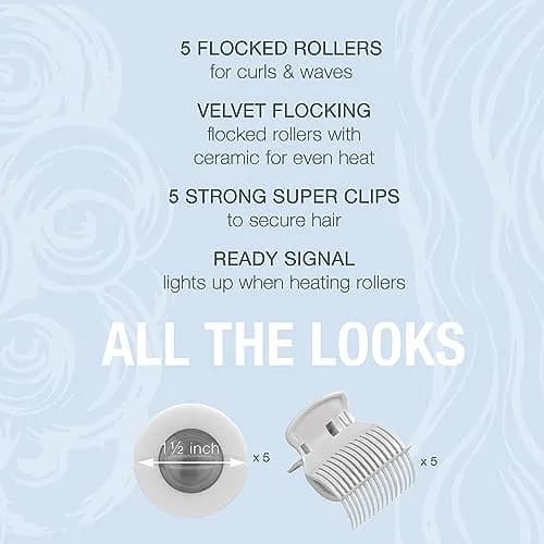 Conair Double Ceramic Hot Rollers 1½-Inch Pink/White | Long, Medium & Short Hair, Dual Voltage thumbnail 2