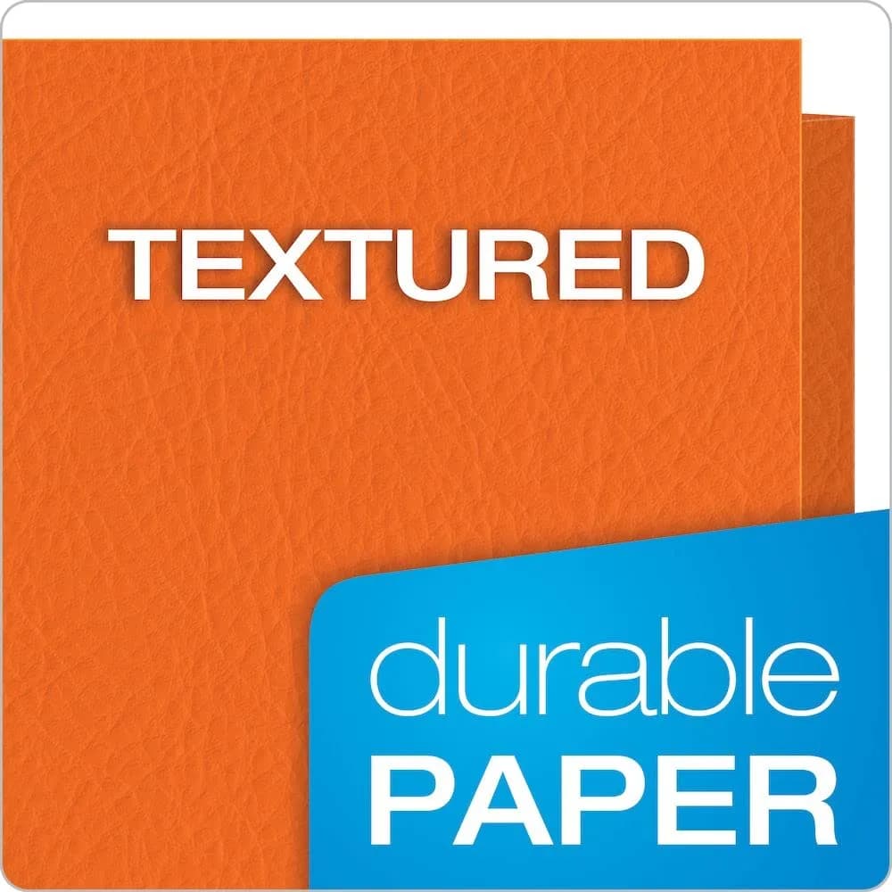 Oxford Twin-Pocket Folders Textured Paper Letter Size Orange, Holds 100 Sheets (25 Count Pack of 5) - view 4