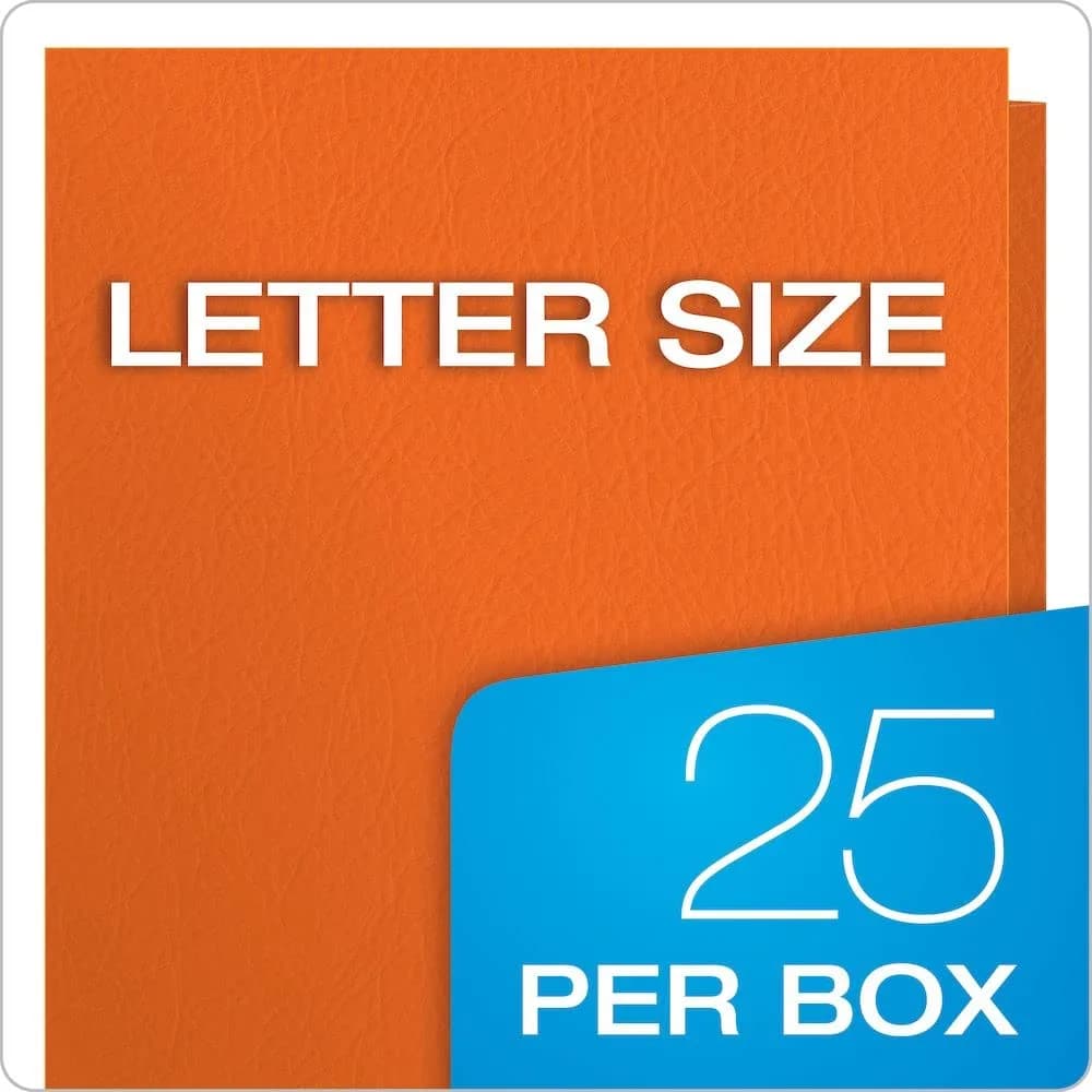 Oxford Twin-Pocket Folders Textured Paper Letter Size Orange, Holds 100 Sheets (25 Count Pack of 5) - view 6